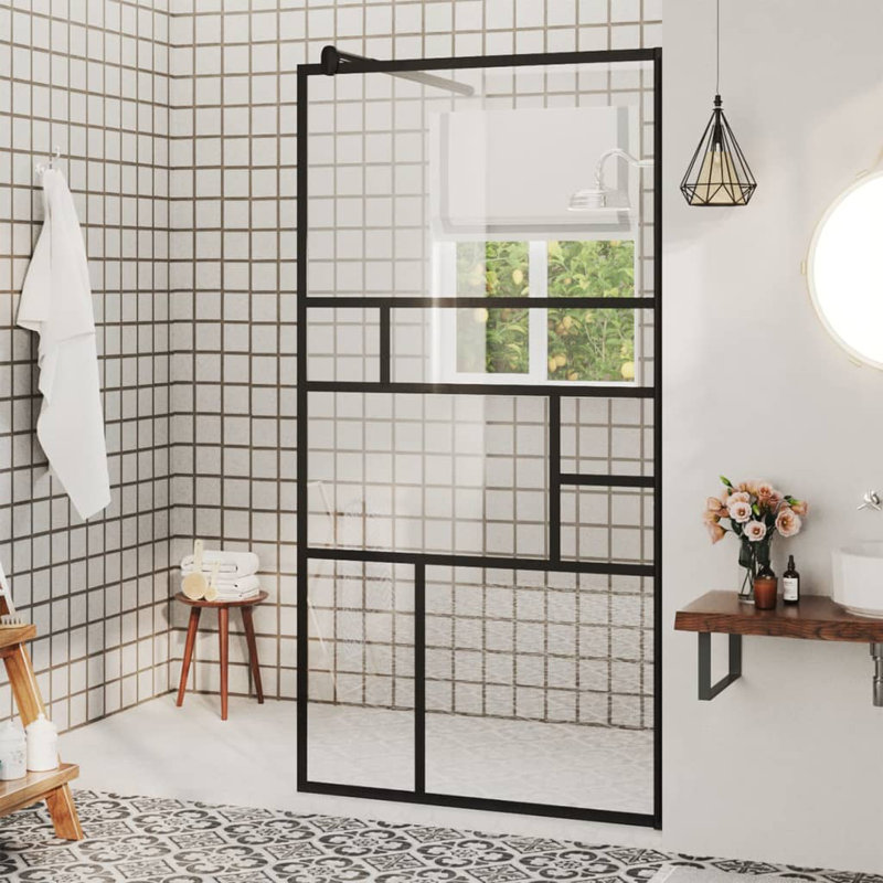 Paroi de douche VidaXL, H 76,8 po x l 35,4 po, Noir