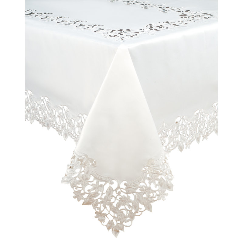 Ardelia Tablecloth Alvina Collection with European Embroidery for Elegant Christmas Table Decor, White