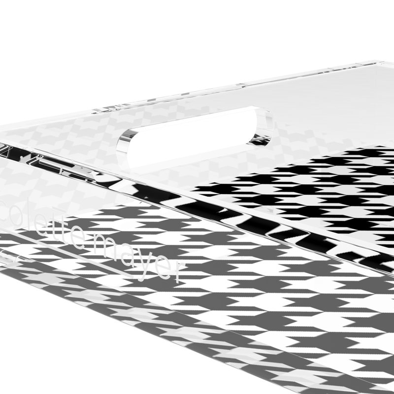 Plateau décoratif rectangulaire Houndstooth, L 22,5 po x P 14,5 po x H 2 po