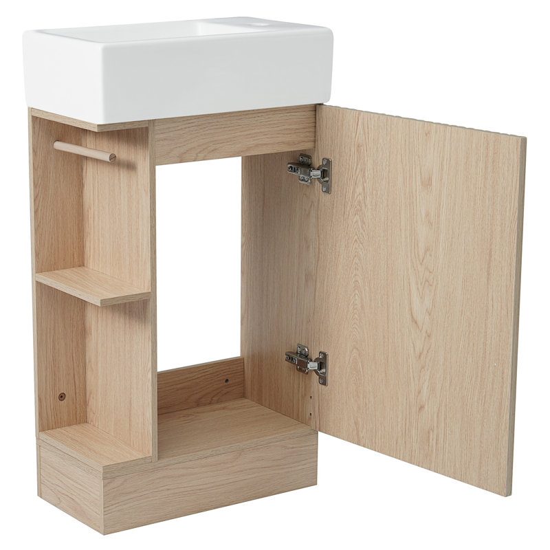 Meuble-lavabo avec tablette, meuble-lavabo avec tablette, Naturel