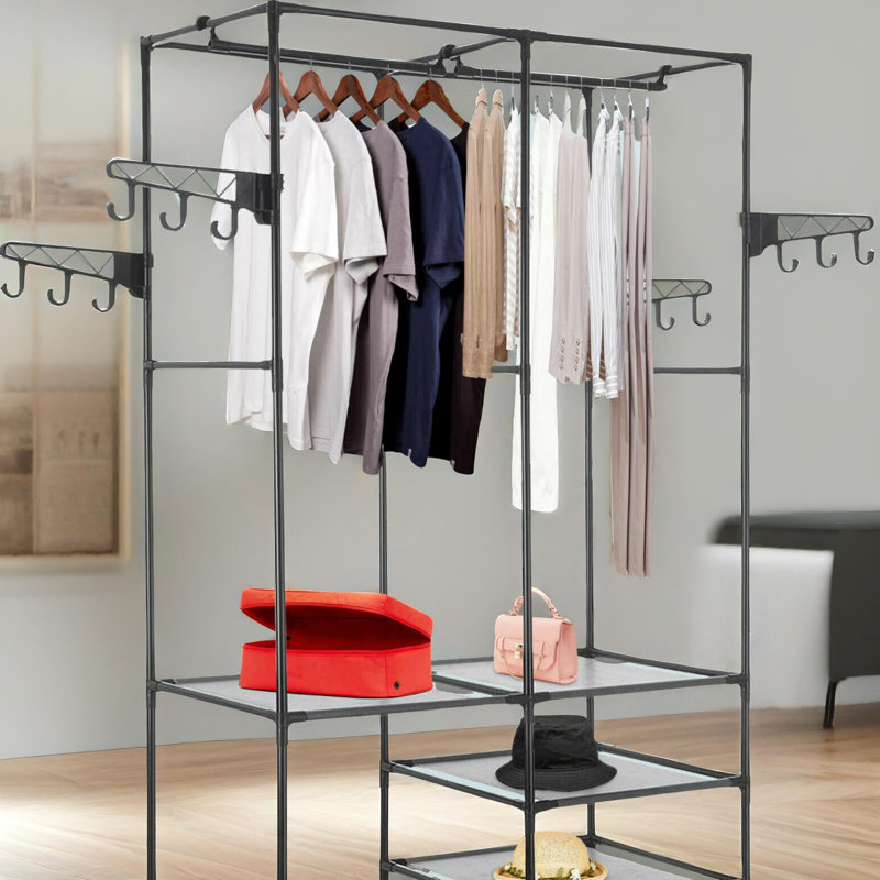 Heavy Duty Metal Clothes Rail Open Wardrobe Bedroom Furniture