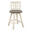 Chaise de salle à manger à hauteur de comptoir de 2 chaises pivotantes en bois massif blanc gris, dossier à lattes verticales rustiques, mouvement à 360 degrés 2 gris, bois d'hévéa, pivotant, dossier, Fortitude
