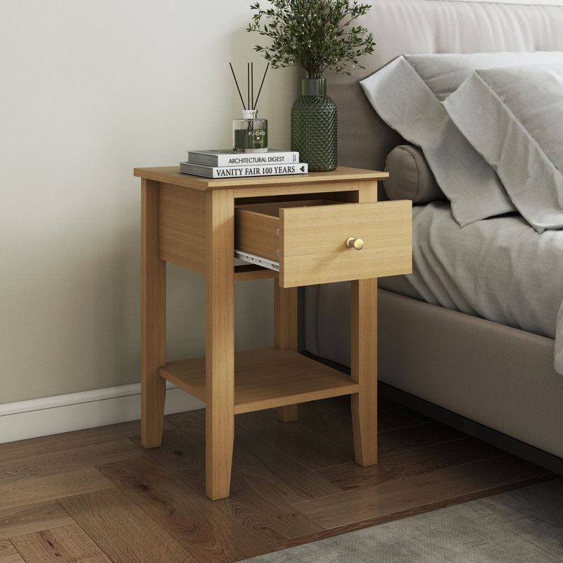 Rover One-Drawer Bedside Cabinet, Oak-Effect Finish, Metal Runners