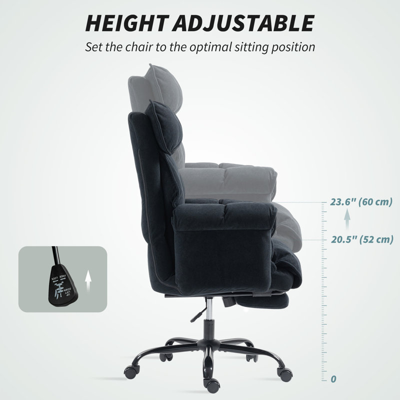 Chaise de bureau avec repose-pieds inclinable, noir