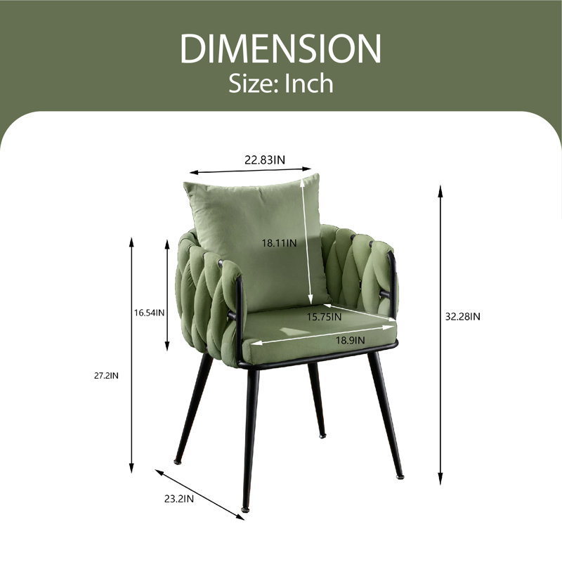 Chaise de salle à manger rembourrée en velours Mayolo, Olive