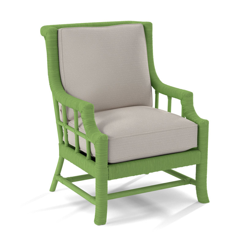 Lafayette Armchair, White Textured Performance; 0865-91, Sea Glass