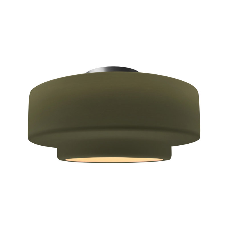 Plafonnier semi-encastré Radiance, H 8 po x l 16,5 po x P 16,5 po, Vert mat, Nickel brossé