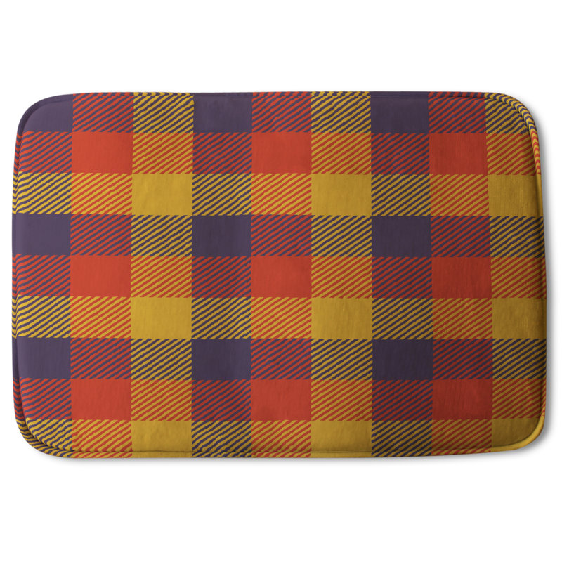 Ajasia Non-Slip Bath Rug, Rustic Harvest Plaid