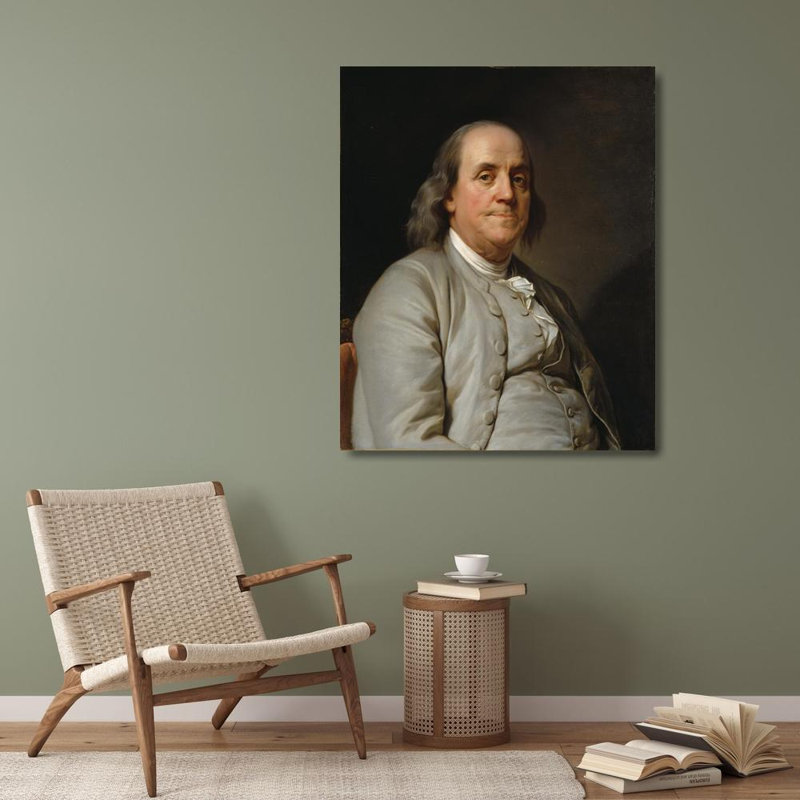 "Benjamin Franklin" par Joseph Siffred Duplessis - Art mural sur toile tendue avec châssis, H 40 po x l 28 po