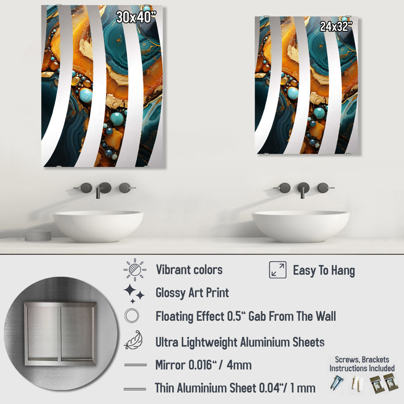 Warnock - Miroir mural abstrait MIR137643, 32 po x 24 po