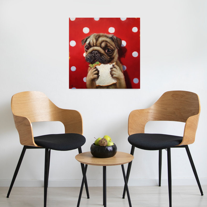 Art contemporain pugalicieux pour chien, H 24 po x l 24 po