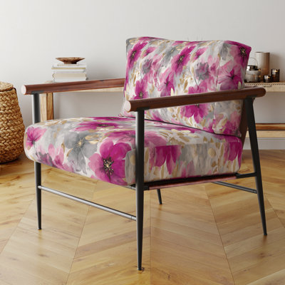 Chaise rembourrée Country Farmhouse - Fauteuil gris fuschia Whisper