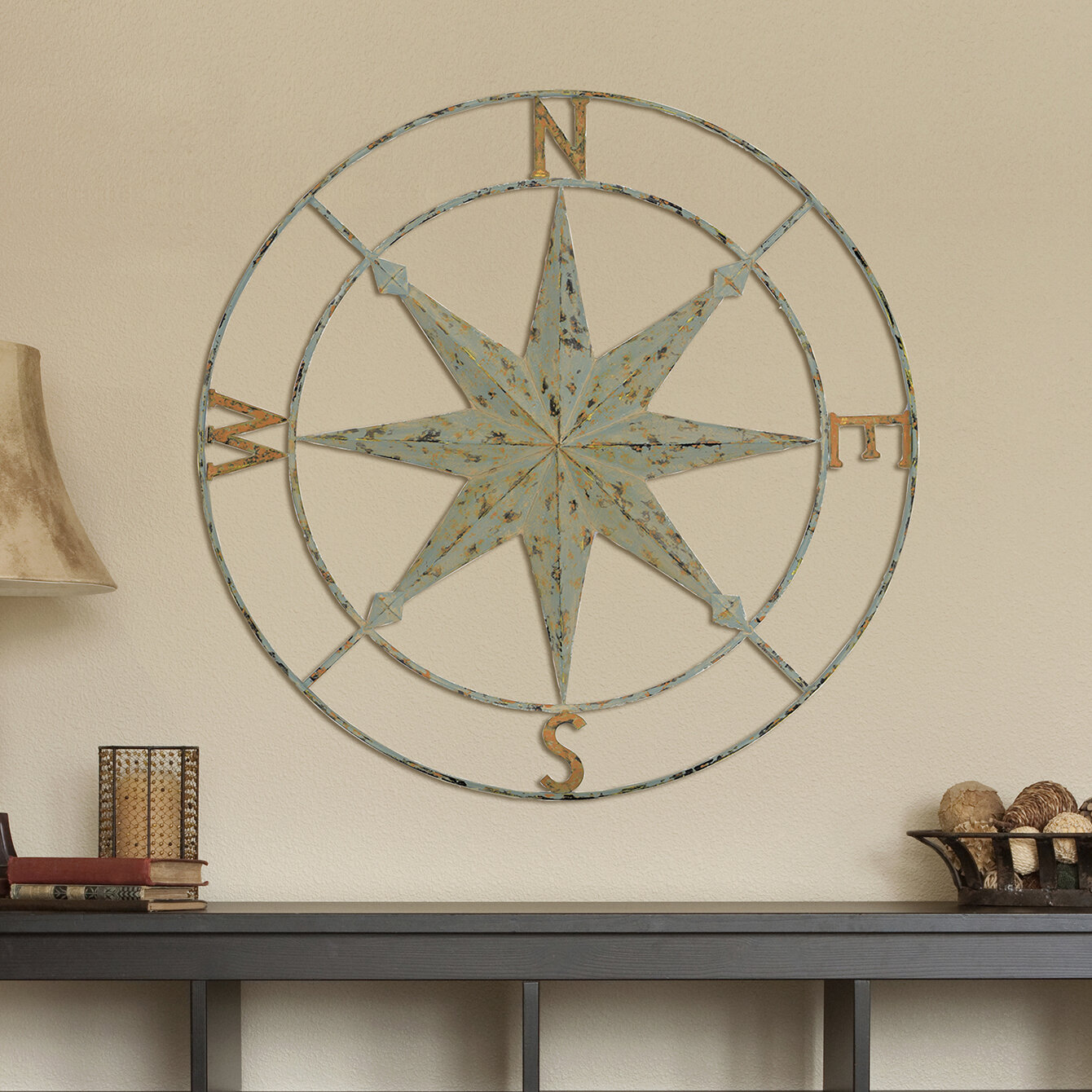 Nautical Compass Rose Metal Wall Art - Michigan Metal Artwork