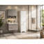 Grande armoire de rangement pour salle de bain, armoire de rangement autoportante avec deux tiroirs de tailles différentes et tablette réglable, panneau de fibres à densité moyenne avec finition peinte, blanc-130459204-130459208