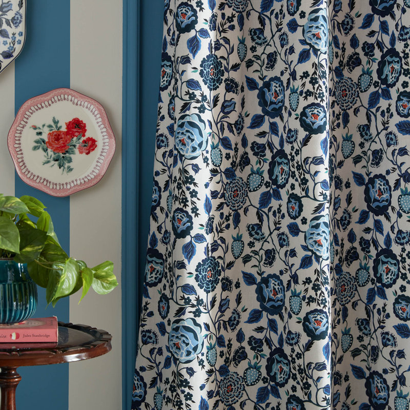 Strawberry Garden Blackout Eyelet Curtain, 229cm Width x 229cm Drop