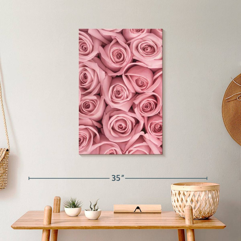 Bouquet de roses roses - impression sur toile tendue, H 24 po x l 16 po x P 1,25 po