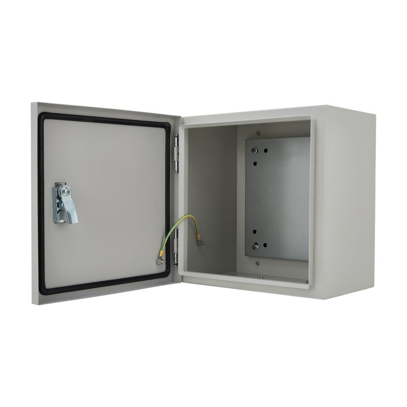 4X Electrical Junction Box – IP66/IP67 Waterproof & Dustproof Steel Enclosure, Lockable with Mounting Plate & 2 Keys – 12"x12"x8", Grayish White for Indoor/Outdoor Use