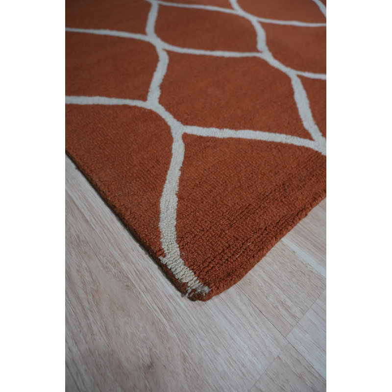 Hand Tufted Wool Area Rug in Black, Gold/Orange/Yellow