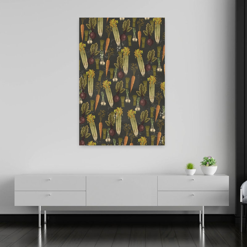 «Chalkboard Garden Produce Organic Rustic Vintage Landscape Nature», art mural, H 60 po x l 40 po
