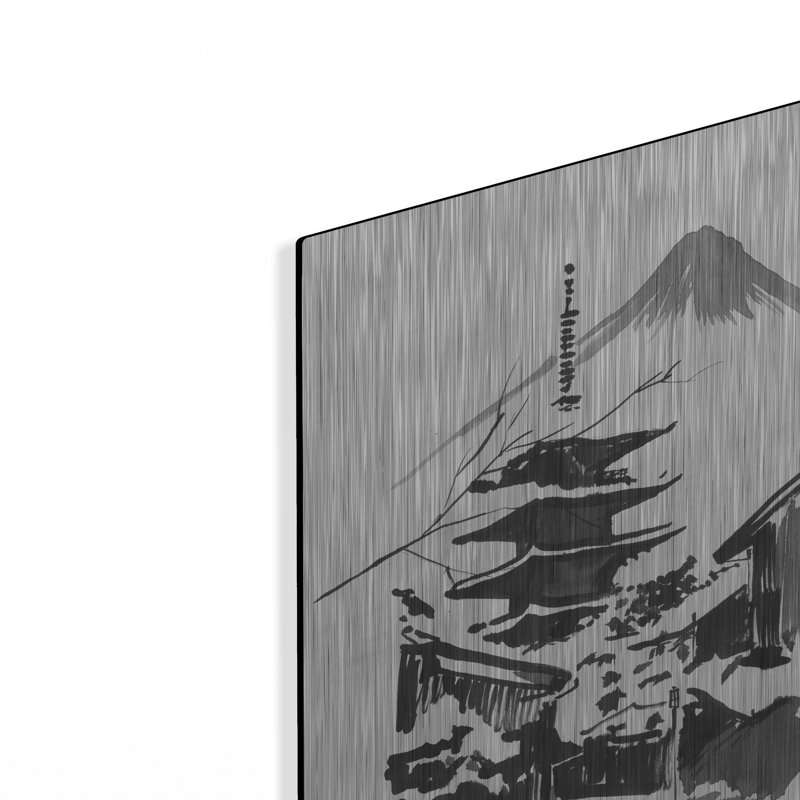 «Fuji San And Temple» par Pechane, H 16 po x l 12 po