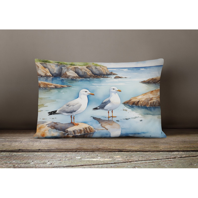 Gulls Scavenging Throw Pillow, Rectangle 12"H x 16"W