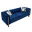 Canapé de salon Chesterfield en velours capitonné, l 84,25 po, bleu