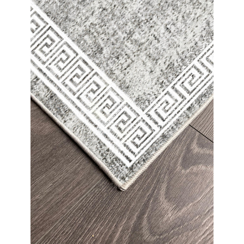 Performance Cotton Washable Geometric Indoor / Outdoor Rug, Rectangle 3'3" x 3'11"