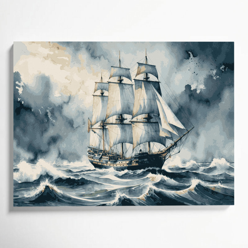 Nautique, grands voiliers, art mural sur toile brune, H 11 po x l 14 po