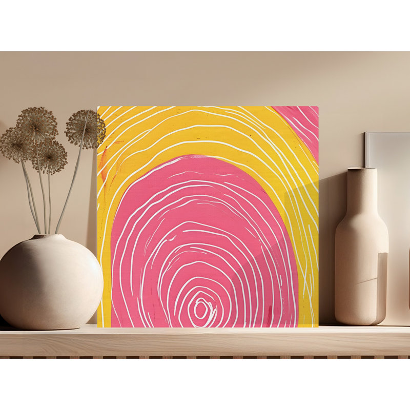 Abstract Wall Art, Yellow Art Print, Modern Art Canvas, Contemporary Wall Decor, Circle Design, Ready to Hang, Multiple Sizes