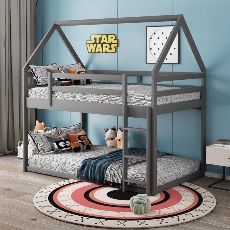 Copemish Twin Over Twin Standard Bunk Bed by Harper Orchard, Gray