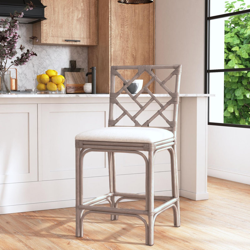 Tabouret Fulton, Siège beige / structure grise, Tabouret de comptoir (siège d'une hauteur de 24 p