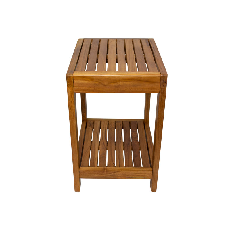 Nordic Teak 18" Natural Shower and Bath Spa Bench with Shelf