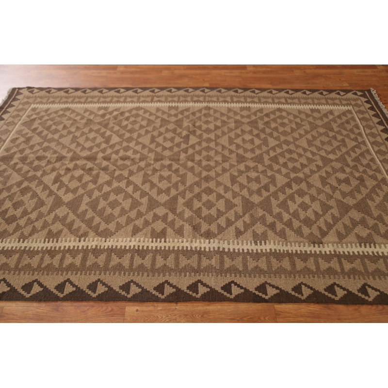 Tapis géométrique tissé à la main kilim 5 x 8