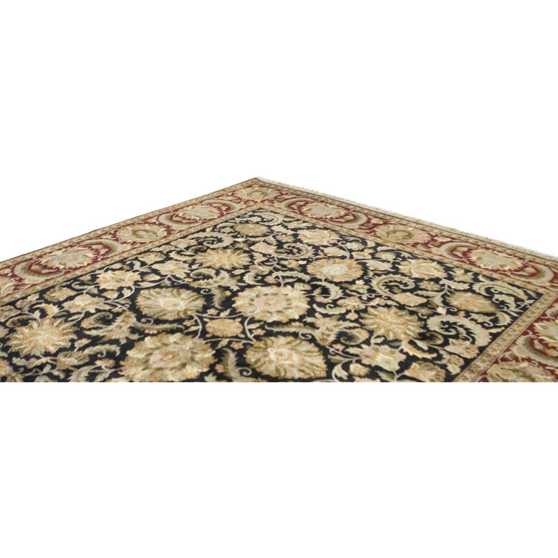 High-Quality Hand-Knotted Black And Red Area Rug