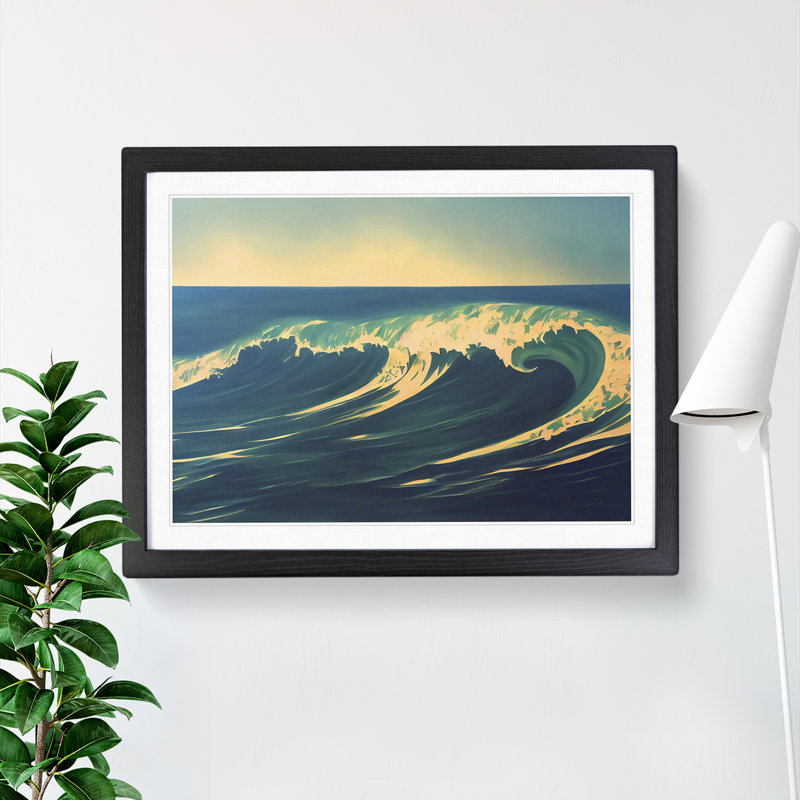 Daring Ocean Wave - Framed Print, 34cm H x 46cm W x 2cm D, Black