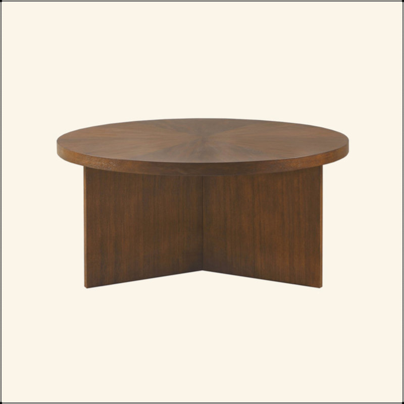 1 table basse ronde brun clair PCS