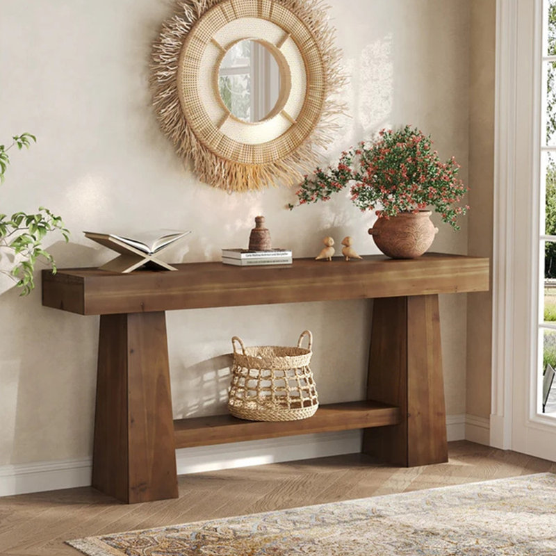 Console de style nordique simple brun moderne, H 31,5 po x l 59 po x P 13,8 po