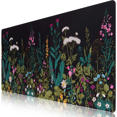 Desk Mat, Large Desk Mouse Pad for Desk,Home Office - Green Weeds Desk Protector,Cottagecore Mouse Pad for Women with Smooth Lycra, Water-resistant, Non-slip Rubber Base and Stitched Edges, 11.8 x 27.6 inComes with a pure white mug as a gift
