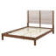 Base de lit plateforme en bois massif de qualité supérieure de qualité supérieure avec tête de lit à lattes horizontale, meubles de chambre à coucher en bois de noyer moderne, capacité de poids de 600 lb, aucun sommier requis, convient à tous les matelas-442950319-442950316