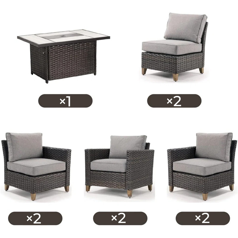 Umeh 9-Piece Wicker Seating Group with Cushions