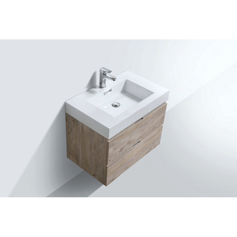 Ensemble de meuble-lavabo mural simple 30 po Royka, Naturel