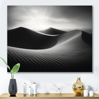 «Black and White Dunes Photo V - Canyon & Desert», reproduction sur toile