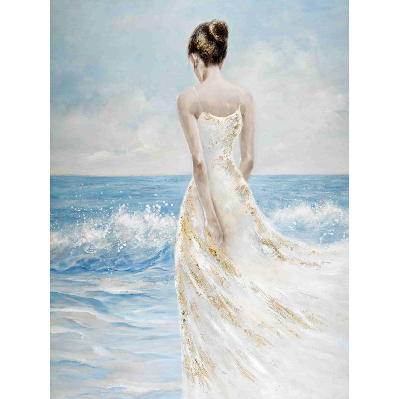 Fille Ezhno au bord de la mer, H 40 po x l 30 po x P 1,5 po