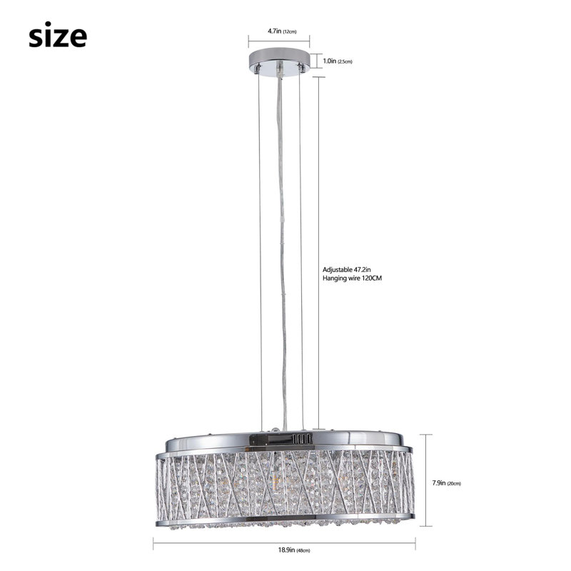 Inaki 7 - Light Crystal and Iron Round / Oval Chandelier