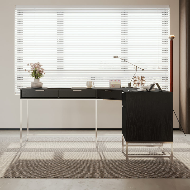 70.9"W L-Shaped Office Desk With 4 Drawers