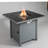 25" H X 30" W Steel Outdoor Fireplace Desk, Gray Modern Style, Push Button Ignition, Smoked Glass Heat Top, Propane/Natural Gas, Year-Round Use Fire Pit Table H, Look, Gas Tank, Glass, Exterior