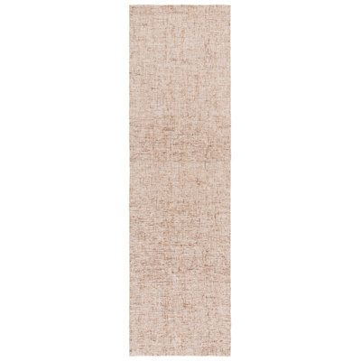 Abstract 175 Hand Tufted Wool; Cotton No Pattern Rug in Light Brown/Ivory