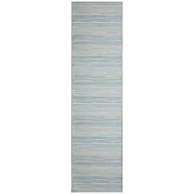 Tapis bleu / gris en polyester / polypropylène tissé à la machine Natarbora