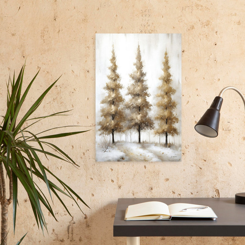 Art hivernal contemporain abstrait Wintry Gold, H 24 po x l 16 po