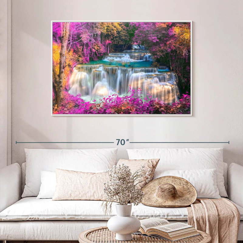 Chutes d'eau, 46 po x 31 po, Cadre flottant blanc